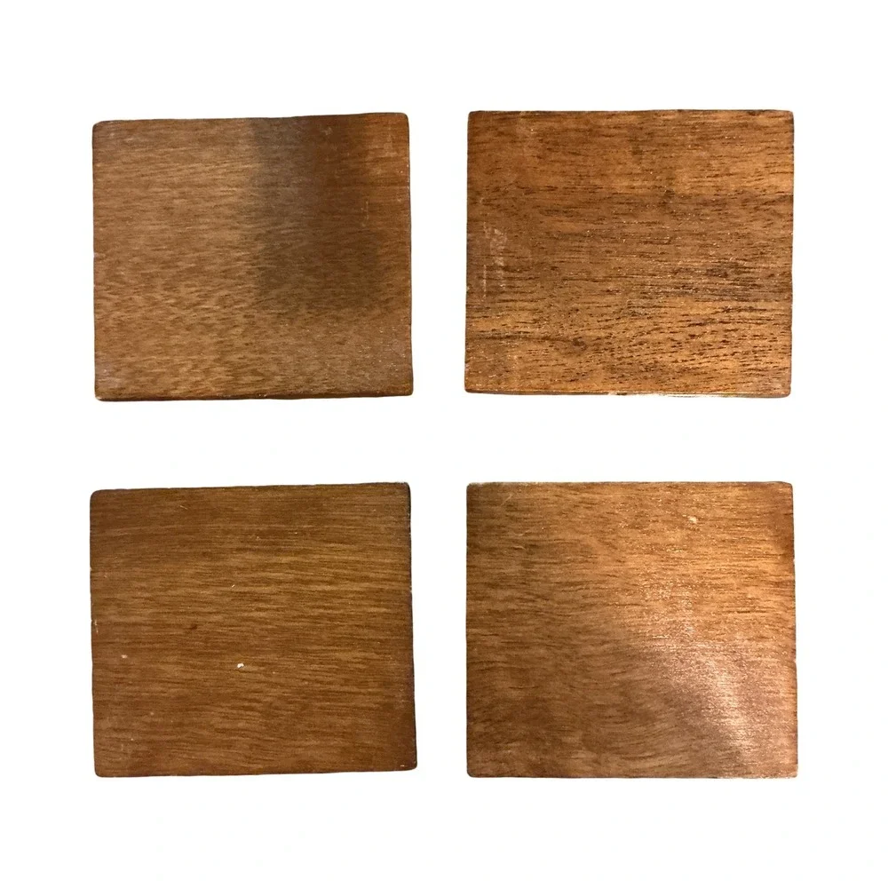 Vintage Wood Wishing Well Coaster Set Rustic Brown Farmhouse Decor 4 Coasters